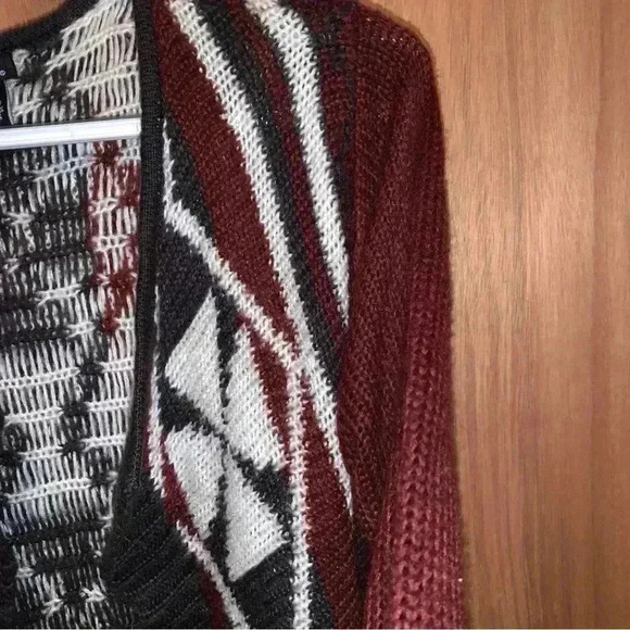 Rue21 Open Long Cardigan Burgundy, & Black XL - Picture 13 of 16